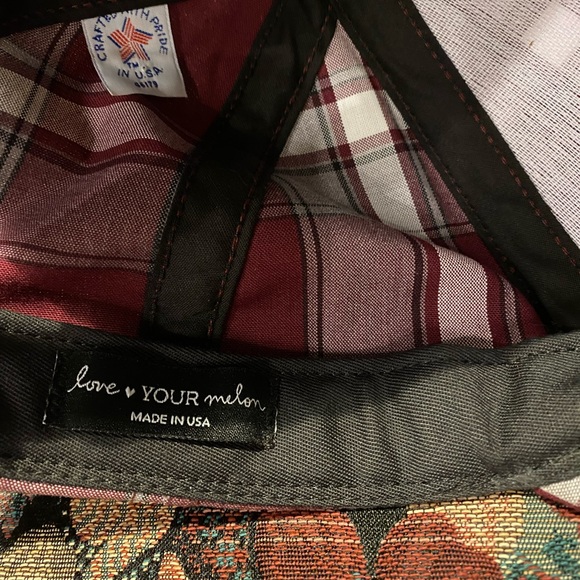 NWOT Awesome LOVE YOUR MELON Adjustable Plaid Cap - Made in USA, OSFM - Picture 7 of 9